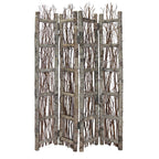 64" Brown Solid Wood Panel Screen Room Divider