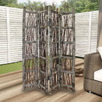 64" Brown Solid Wood Panel Screen Room Divider