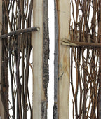 64" Brown Solid Wood Panel Screen Room Divider