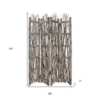 64" Brown Solid Wood Panel Screen Room Divider