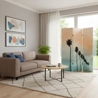 72" Light Green Folding Three Panel Screen Room Divider