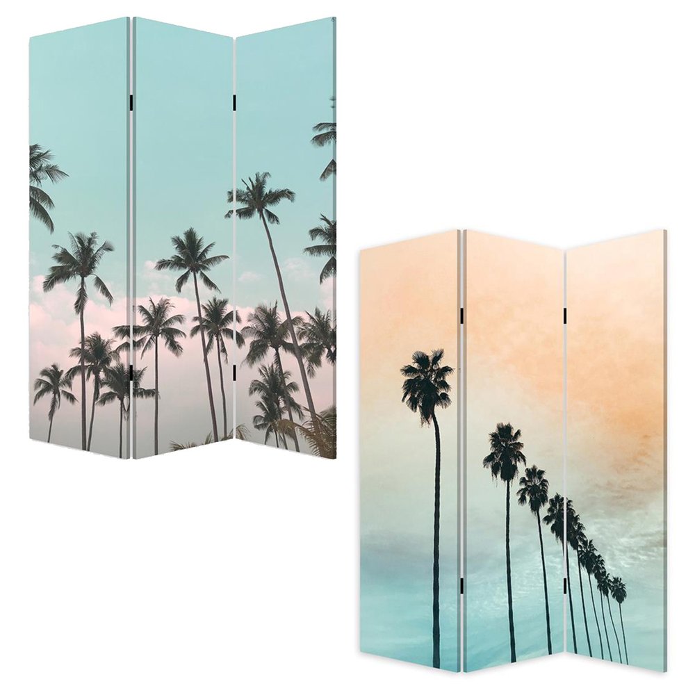 72" Light Green Folding Three Panel Screen Room Divider