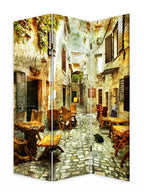 72" Brown Folding Three Panel Screen Room Divider