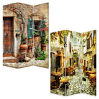72" Brown Folding Three Panel Screen Room Divider
