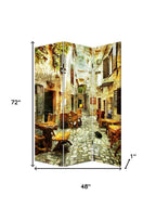 72" Brown Folding Three Panel Screen Room Divider