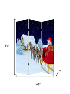 72" Green Folding Three Panel Screen Room Divider