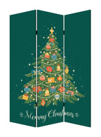 72" Green Folding Three Panel Screen Room Divider