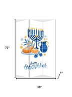 72" White Folding Three Panel Screen Room Divider