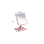 9" Pink Wood Square Freestanding Framed Makeup Shaving Tabletop Mirror