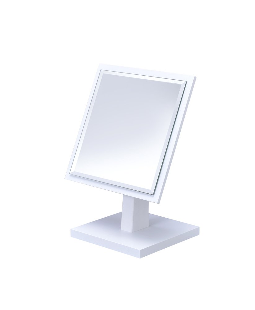 9" Pink Wood Square Freestanding Framed Makeup Shaving Tabletop Mirror