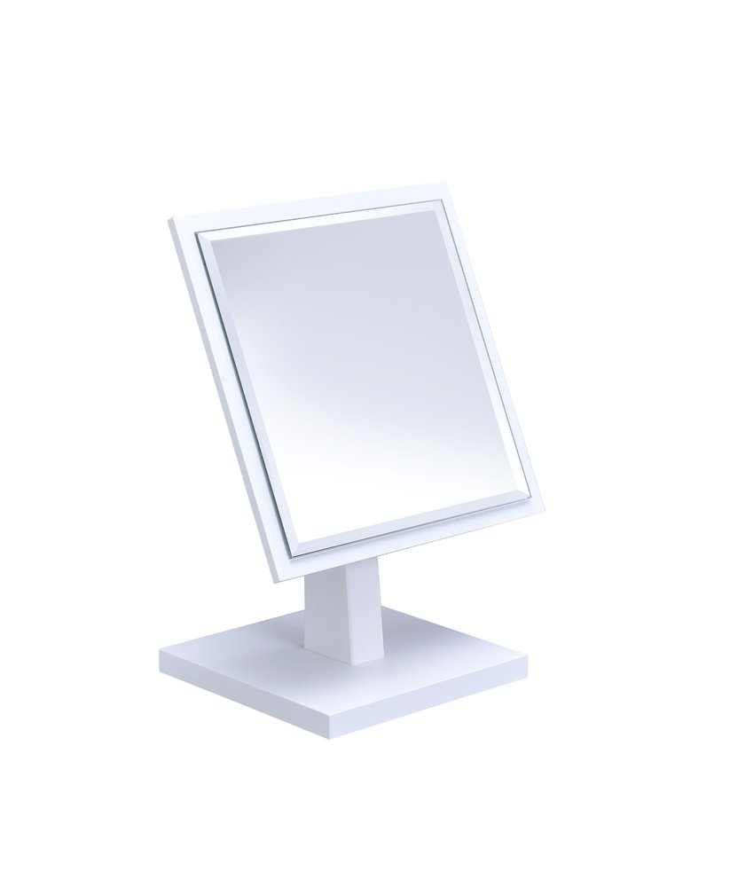 9" Pink Wood Square Freestanding Framed Makeup Shaving Tabletop Mirror