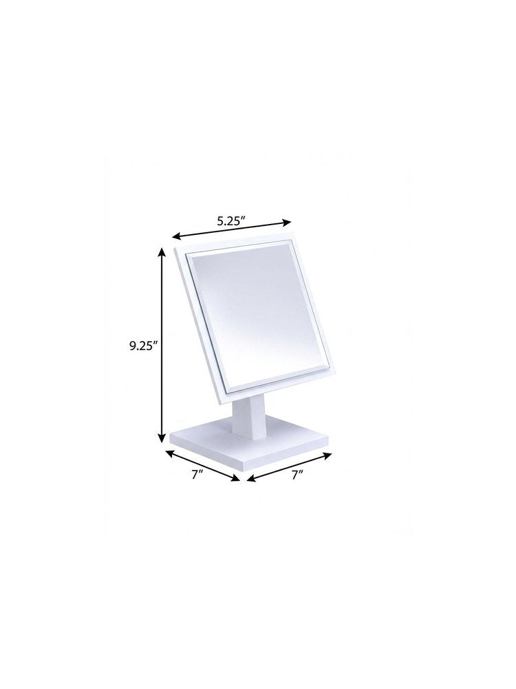9" Pink Wood Square Freestanding Framed Makeup Shaving Tabletop Mirror