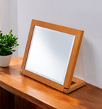 8" Brown Wood Framed Freestanding Makeup Shaving Tabletop Mirror