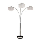 84" Silver Metal Three Light Arched Floor Lamp With Clear Crystal Square Shade