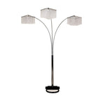 84" Silver Metal Three Light Arched Floor Lamp With Clear Crystal Square Shade