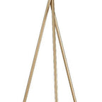 65" Gold And White Tripod Floor Lamp With White Fabric Drum Shade