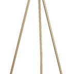 65" Gold And White Tripod Floor Lamp With White Fabric Drum Shade