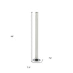 49" White Metal LED Column Floor Lamp With Clear Acrylic Drum Shade