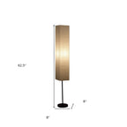 63" Black And Off White Column Floor Lamp With Off White Paper Rectangular Shade