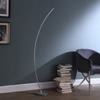 62" Silver And Soft White Arc LED Floor Lamp
