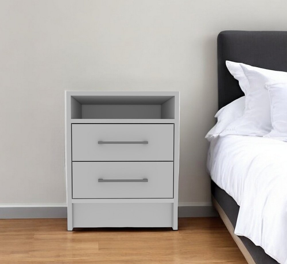 20" Wood Two Drawer Nightstand