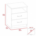 20" Wood Two Drawer Nightstand