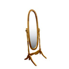 59" Natural Wood Oval Freestanding Tilting Framed Cheval Mirror