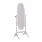 59" Natural Wood Oval Freestanding Tilting Framed Cheval Mirror