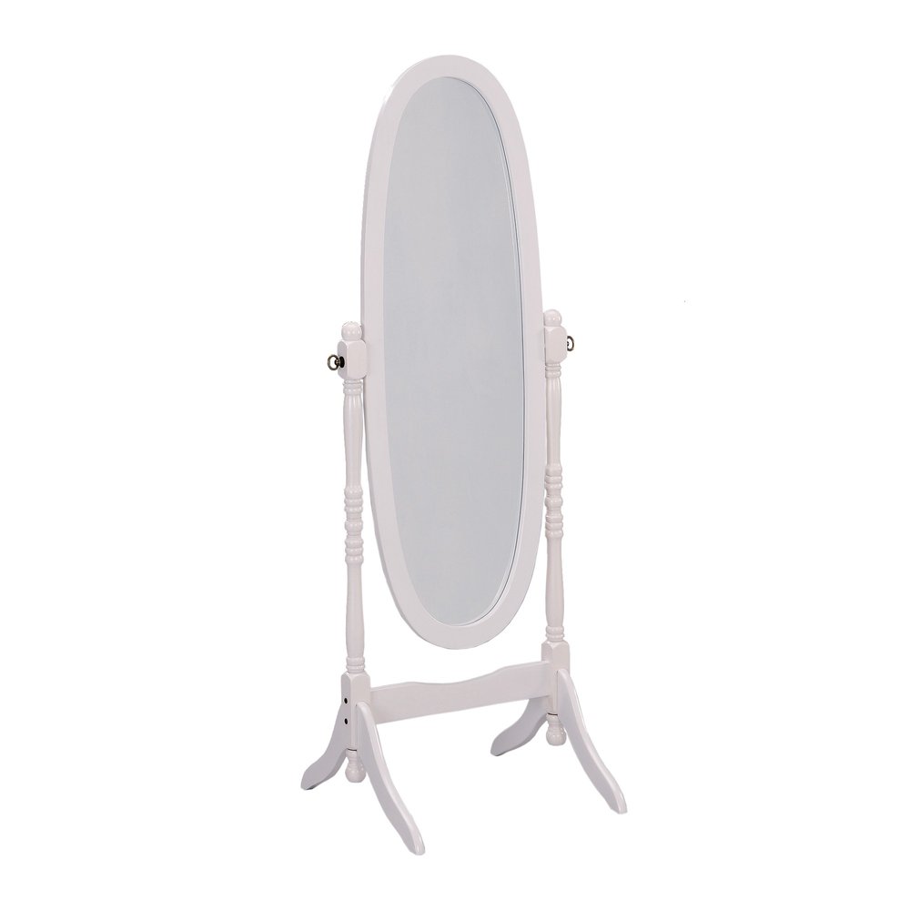 59" Natural Wood Oval Freestanding Tilting Framed Cheval Mirror
