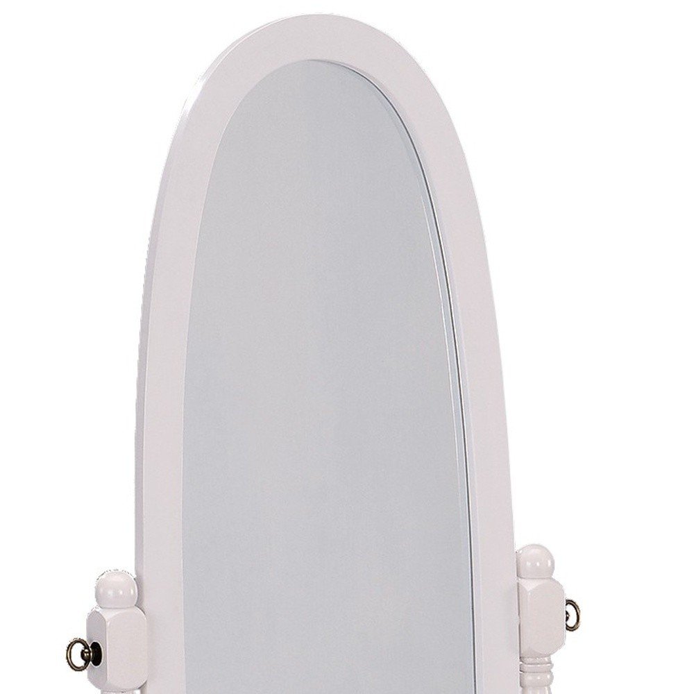 59" Natural Wood Oval Freestanding Tilting Framed Cheval Mirror
