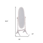 59" Natural Wood Oval Freestanding Tilting Framed Cheval Mirror