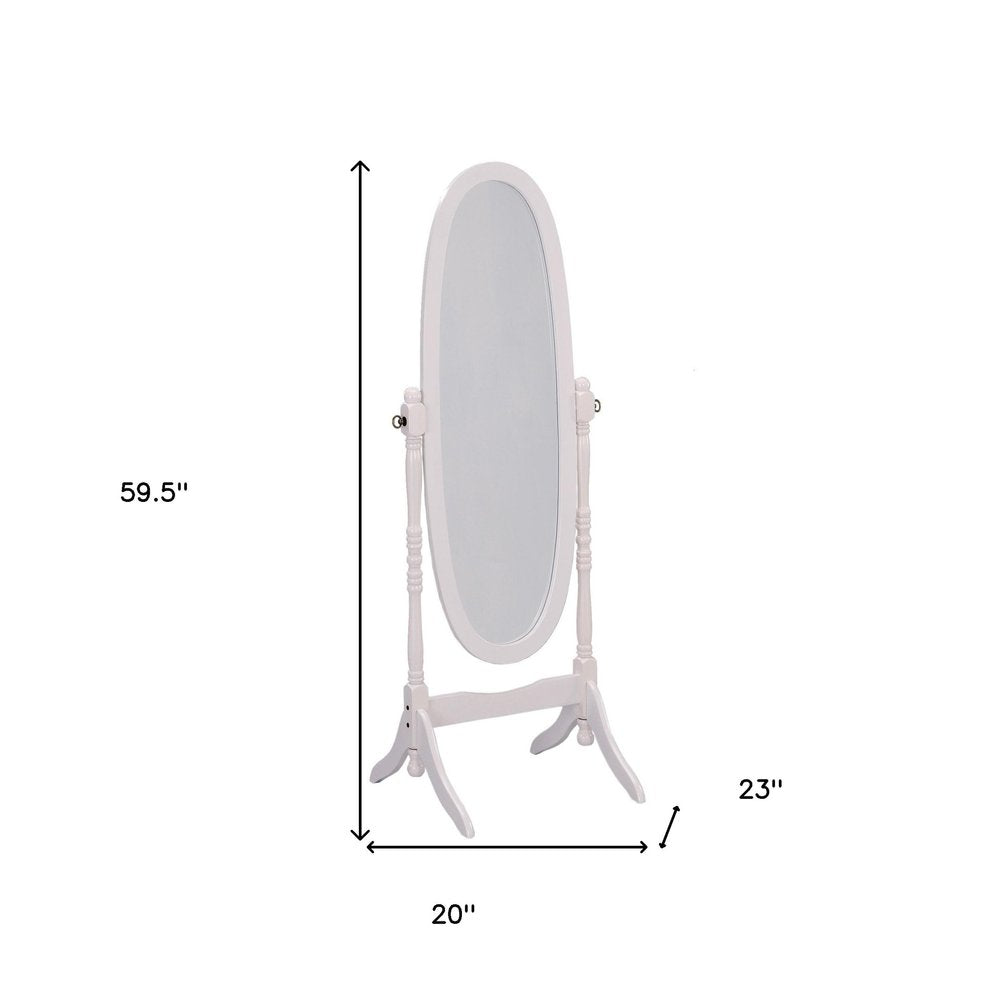 59" Natural Wood Oval Freestanding Tilting Framed Cheval Mirror