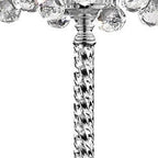 63" Silver Three Light Candelabra Floor Lamp With White Fabric Drum Shade