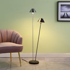 48" Black And Silver Two Light LED Novelty Floor Lamp With Black And Silver Metal Empire Shade