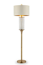 62" Gold Column Floor Lamp With Off White Metal Drum Shade