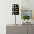 33" Silver Metal Mod Table Lamp With Black And Green Drum Shade