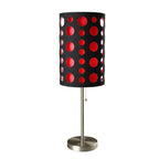 33" Steel Mod Table Lamp With Black And Red Drum Shade