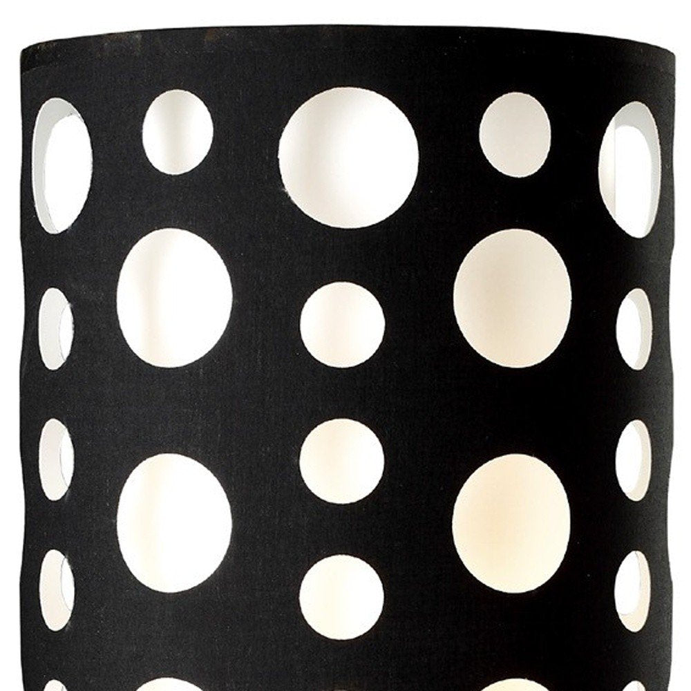 33" Steel Mod Table Lamp With Black And Red Drum Shade