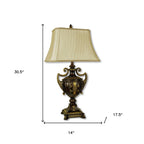 31" Gold Bedside Lamp With Bell Shade