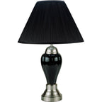 27" Black and Silver Ceramic Urn Table Lamp With Black Empire Shade