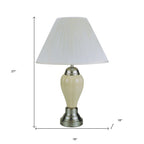 27" Silver Ceramic Urn Bedside Table Lamp With Brown Empire Shade