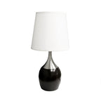 25" Black and Silver Gourd Table Lamp With White Tapered Drum Shade