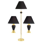 Set of Three 64" Black Urn Bedside Lamps With Empire Shades
