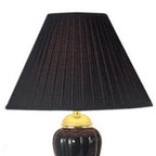 Set of Three 64" Black Urn Bedside Lamps With Empire Shades