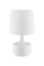 17" White Metal Bedside Table Lamp With Off-White Shade