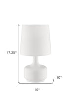 17" White Metal Bedside Table Lamp With Off-White Shade