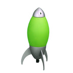 11" Green And Silver Acrylic And Metal Rocket Shaped Bedside Lamp