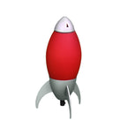 11" Red And Silver Acrylic And Metal Rocket Shaped Bedside Lamp