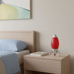 11" Red And Silver Acrylic And Metal Rocket Shaped Bedside Lamp