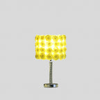18" Silver Bedside Table Lamp With Yellow Flowers Drum Shade